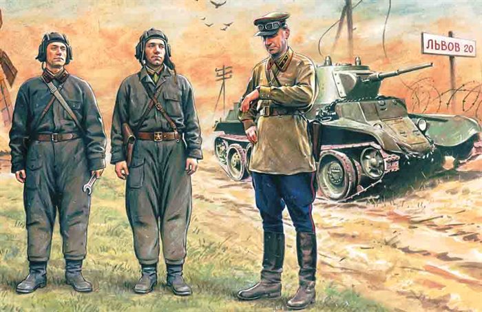 ICM 35181 Sovjettisk kampvognsmandskab 1939-42 3 gurer-1 officer 2 menige 1/35