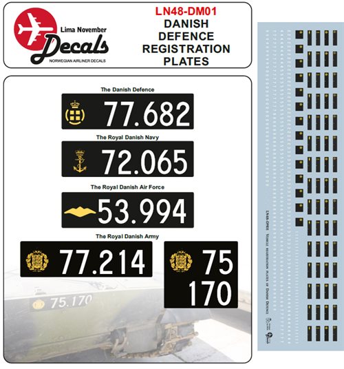 LN48-DM01 Danish military number plates. 1/48