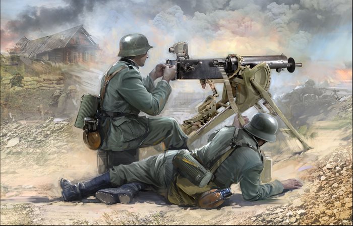 ICM 35645 WWII German MG08 MG Team 2 figurer 1/35