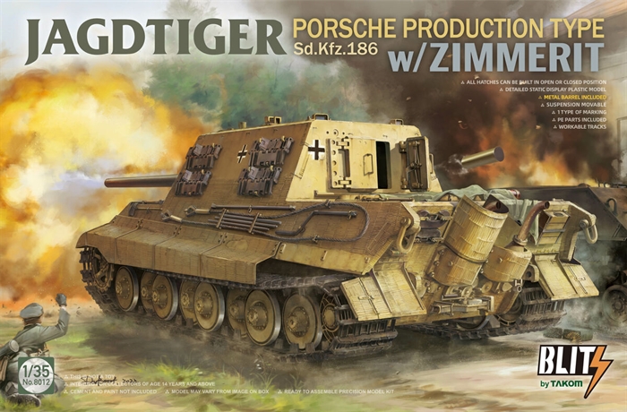 Takom 8012 JAGDTIGER PORSCHE PRODUCTION TYPE Sd.Kfz.186 w/ZIMMERIT 1/35