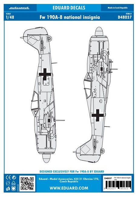 Eduard D48037 Focke Wulf Fw 190A-8 National Insignia 1/48