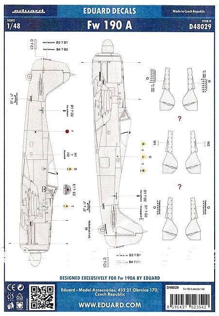 Eduard D48029 Focke Wulf Fw 190A Stencils 1/48