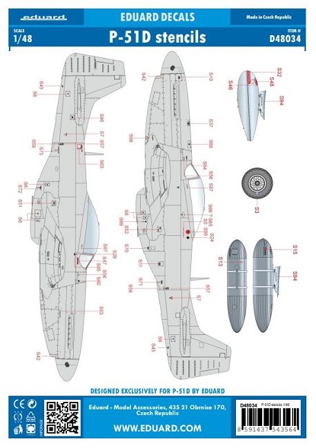 Eduard D48034 North American P-51D Stencils 1/48