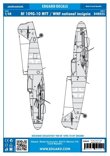 Eduard D48035 Messerschmitt Bf 109G-10 MTT/WNF National Insignia 1/48