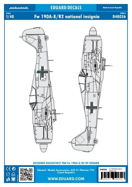 Eduard D48036 Focke Wulf Fw 190A-8/R2 National Insignia 1/48