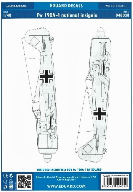 Eduard D48038 Focke Wulf Fw 190A-4 National Insignia 1/48