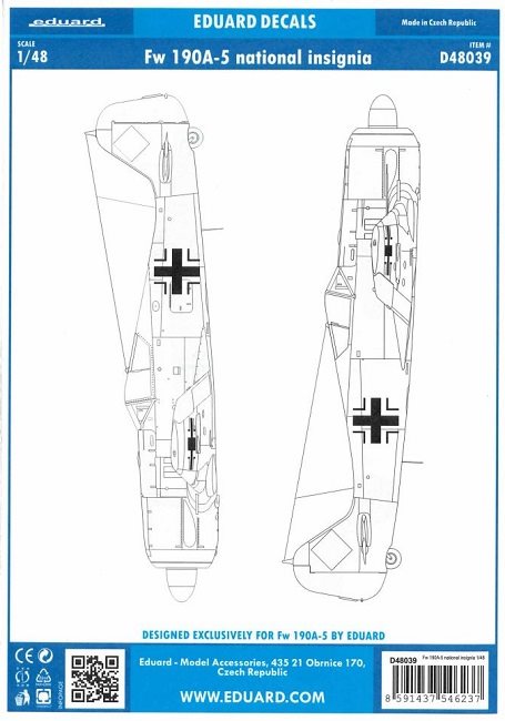 Eduard D48039 Focke Wulf Fw 190A-5 National Insignia 1/48