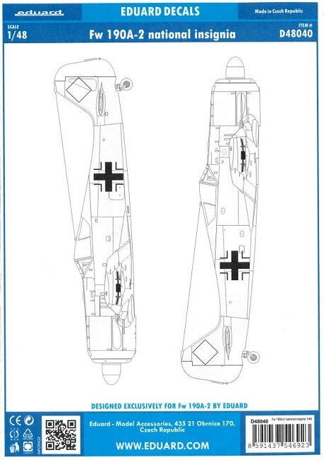 Eduard D48040 Focke Wulf Fw 190A-2 National Insignia 1/48