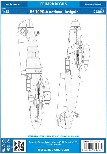 Eduard D48045 Messerschmitt Bf 109G-6 National Insignia 1/48