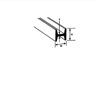 Plastruct 90546 Polystyren H profil, 6,4mm x 6,4mm x 1,0mm længde 38,1 cm, 5 stk